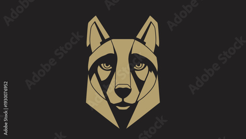 Geometric Wolf Head Logo Design Minimalist Style.