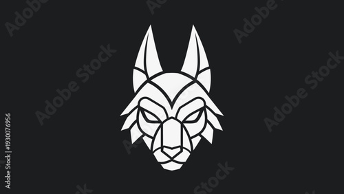 Geometric Wolf Head Logo Design Minimalist Style.