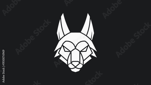 Geometric Wolf Head Logo Design Minimalist Style.