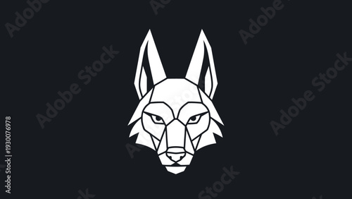 Geometric Wolf Head Logo Design Minimalist Style.