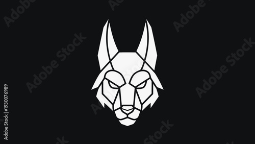 Geometric Wolf Head Logo Design Minimalist Style.