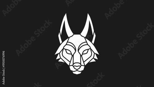 Geometric Wolf Head Logo Design Minimalist Style.