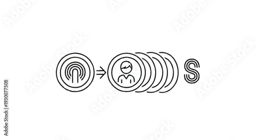 Fingerprint Icon Transforms into Stack of Coins and Dollar Sign.