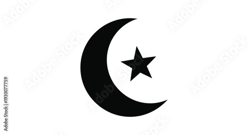 A striking black crescent moon and star graphic a symbol often associated with islam silhouette high quality professional
