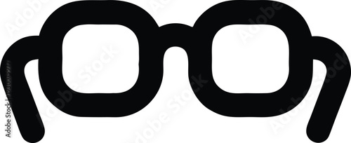 Minimalist Thick Frame Eyeglasses Icon with Rounded Square Lenses