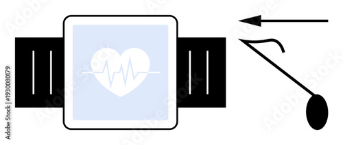 Wearable technology. A smartwatch with a heartbeat monitor and ECG line display wearable technology improving personal health tracking. Wearable technology for fitness, healthcare, innovation