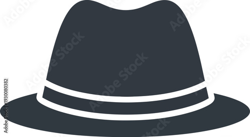 Simple vector illustration of a classic fedora hat with a band, ideal for fashion, style, or detective themes.