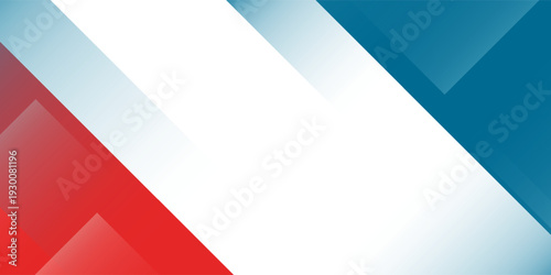 Pola biru terang abstrak dan bentuk merah pada latar belakang warna putih. Konsep latar belakang banner sederhana dan trendi. Vektor eps10