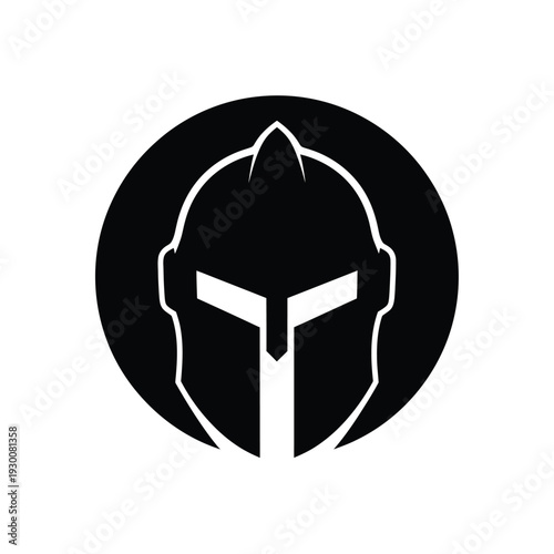 Vector illustration black and white illustration of a spartan warrior helmet