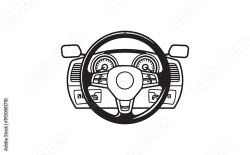 Vector car steering wheel dashboard icon