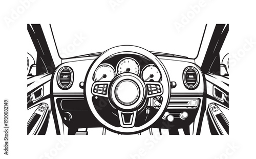 Vector illustration of car dashboard interior