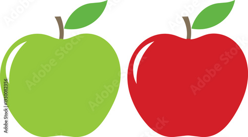 Vibrant Apple Duo: A pair of fresh, succulent apples, one a crisp green and the other a luscious red, sit side by side, showcasing the simple beauty and deliciousness of nature's bounty.