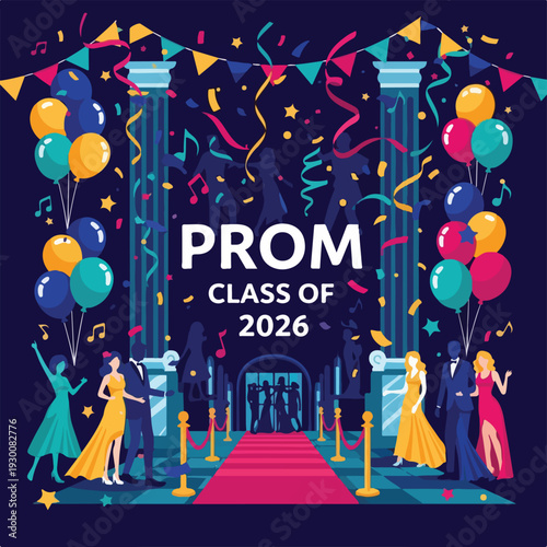 Illustration announcing a prom for the class of 2026