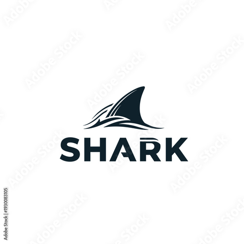 Powerful blue shark logo illustration with Apex Fin brand text