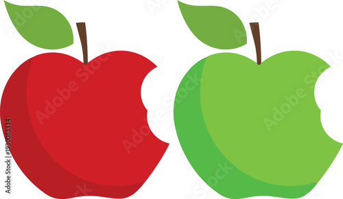 Bitten Apples: A visually striking depiction of two apples, one a vibrant red and the other a refreshing green, each with a single bite taken out of their side.