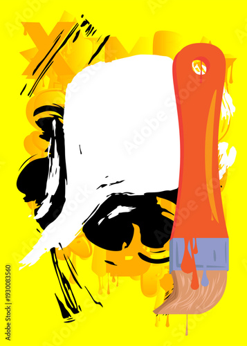 Brush graffiti with speech bubble. Abstract modern Messaging sign street art decoration, performed in urban painting style.