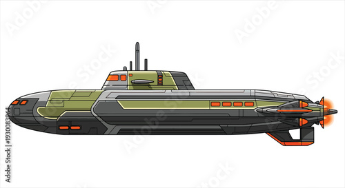 Submarine Blueprint Design – Naval Engineering CAD Technical Drawing and Underwater Vessel Concept