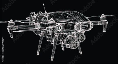 Drone Blueprint – Unmanned Aerial Vehicle Engineering CAD Technical Drawing
