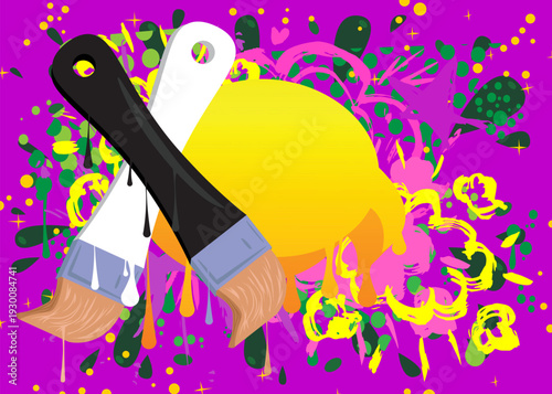 Brush graffiti with speech bubble. Abstract modern Messaging sign street art decoration, performed in urban painting style.