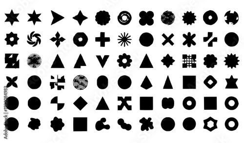 Contemporary Bauhaus Memphis abstract geometric shape icon set