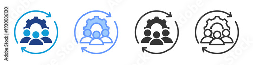 Human Resources Management icon set multiple style collection