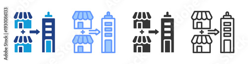 Merger And Acquisition icon set multiple style collection
