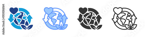 Corporate Social Responsibility icon set multiple style collection