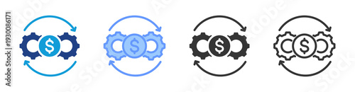 Cost Optimization icon set multiple style collection