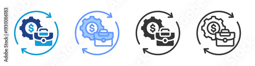Business Continuity Planning icon set multiple style collection