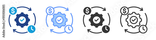 Operational Efficiency icon set multiple style collection