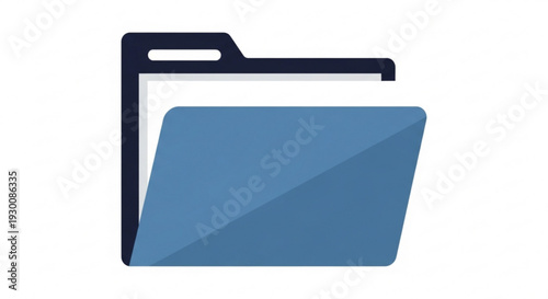 Blue file folder icon with white and black accents on plain background for organization and storage concepts