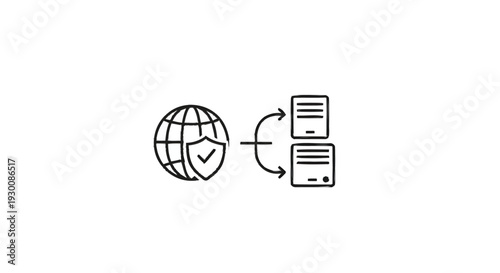 Global Data Security and Transfer Concept Icon.