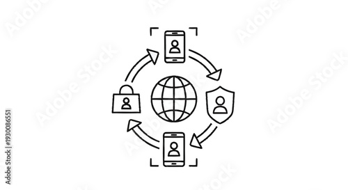 Global digital security and data protection network illustration.