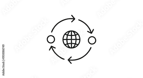Global network connection and data flow illustration.