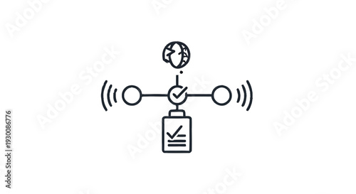 Global network connection and data transfer icon.