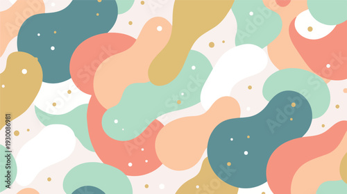 Abstract Organic Shapes Seamless Pattern in Soft Pastel Colors