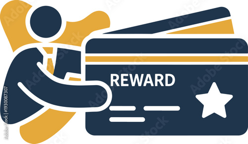 Person holding large reward card for loyalty or points program