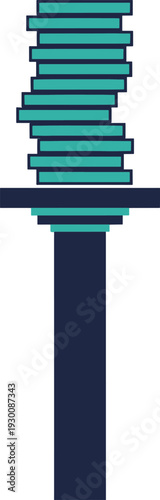 A detailed illustration of a dark blue pedestal supporting a stack of books