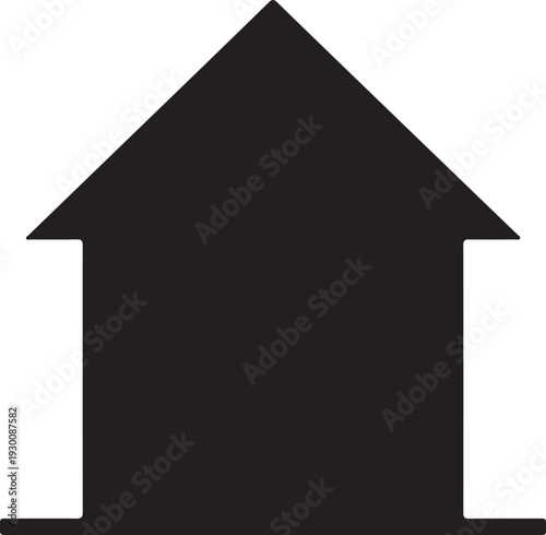 Simple black silhouette icon of a house, representing home ownership, real estate, shelter, and residential property concepts.