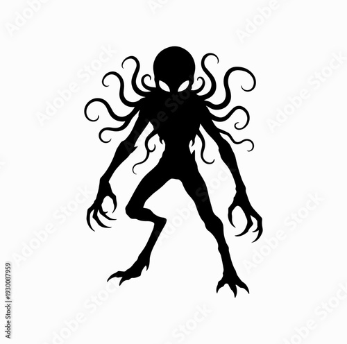 Wallpaper Mural Alien Monster Hybrid Silhouette Black and White Vector Torontodigital.ca