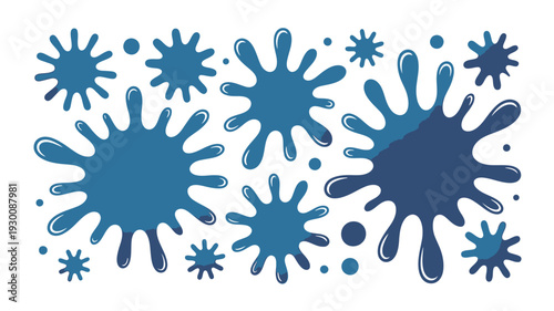 Blue ink splatters white graphic