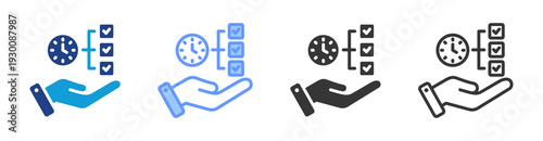 Time Management icon set multiple style collection