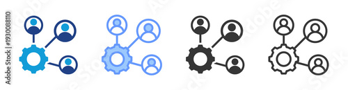 Delegation Technique icon set multiple style collection