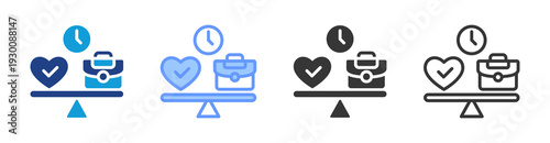 Work Life Balance icon set multiple style collection