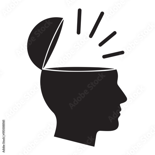 A black and white image of a head with a piece missing