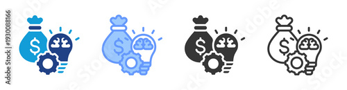 Budgeting Technique icon set multiple style collection