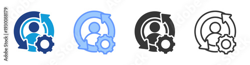 Human Resource Management icon set multiple style collection