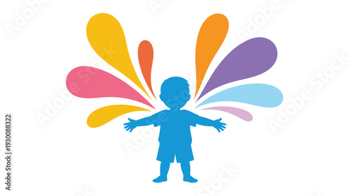 Child silhouette colorful splashes illustration