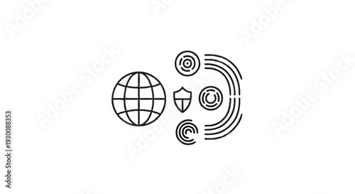 Global Network Security and Data Protection Icons.