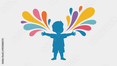 Child silhouette colorful splashes vector